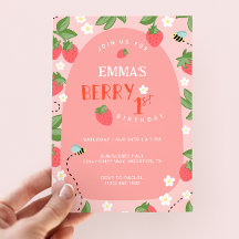 Berry First Pink Strawberry Bees Anniversaire