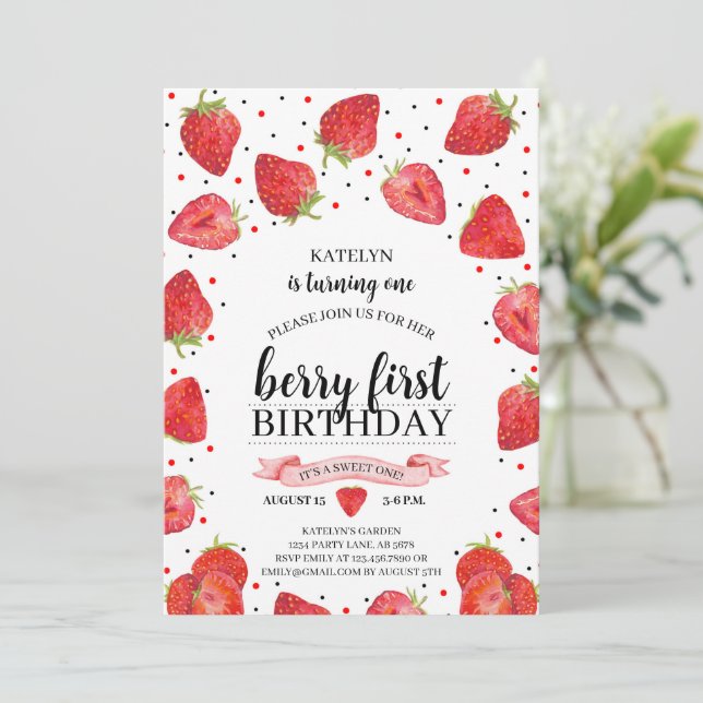Invitation Berry First Strawberry (Debout devant)