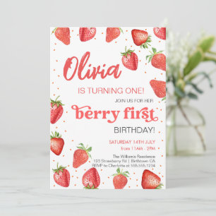 Invitation Berry First Strawberry Anniversaire