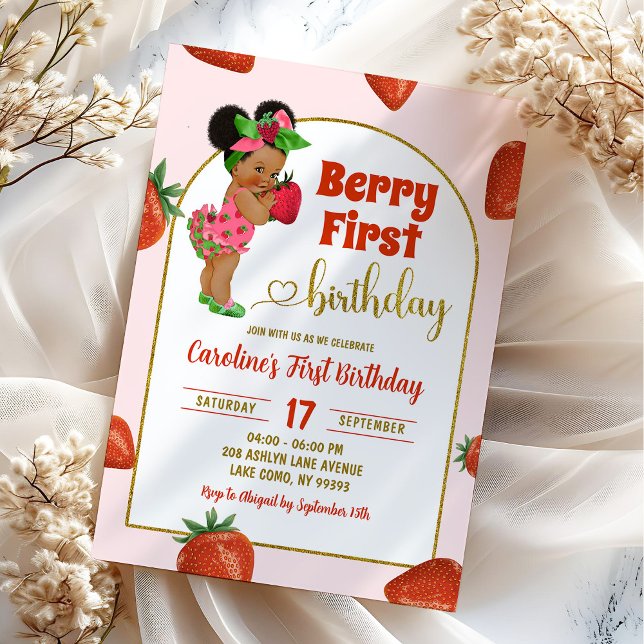 Invitation Berry First Summer Premier Anniversaire fraise (Créateur téléchargé)