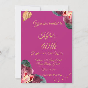 Invitation Berry Floral et couleur rose de l'eau