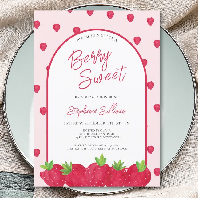 Invitation Berry fraise Baby shower sucré (Créateur téléchargé)