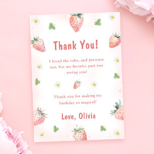 Invitation Berry fraise mignonne Merci d'anniversaire