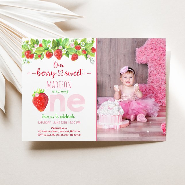 Invitation Berry fraise Sweet Premier anniversaire (Créateur téléchargé)
