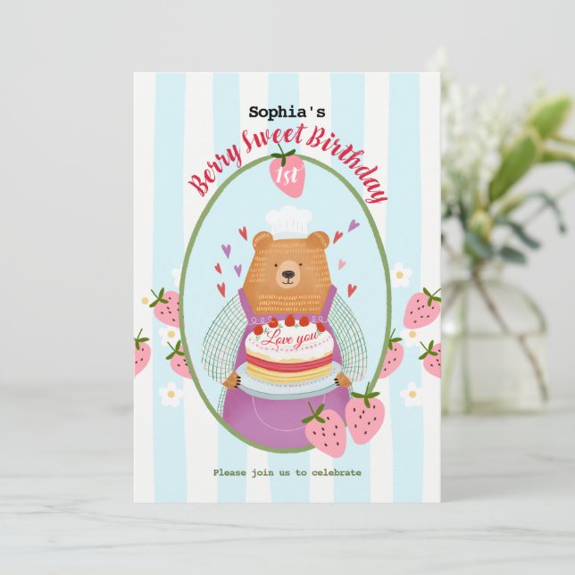 Invitation Berry Lovely Premier anniversaire (Debout devant)