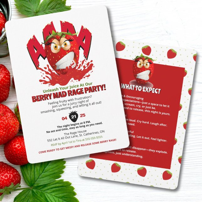 Invitation Berry Mad Rage Party (Berry Mad Rage Party - An invitation to smash, squeeze, and let out frustrations. )
