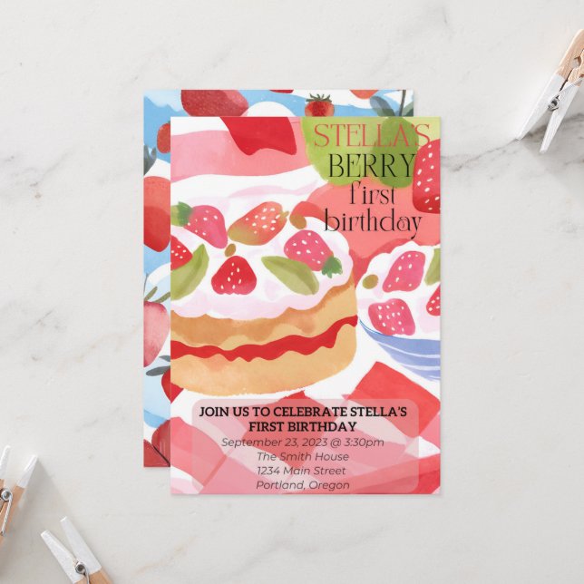 Invitation Berry Premier anniversaire (Devant/Arrière en situation)