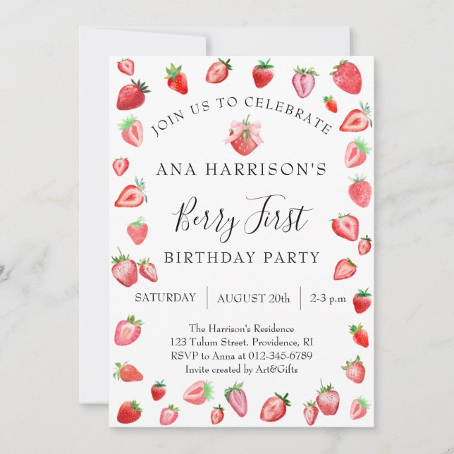 Invitation Berry Premier anniversaire 1er anniversaire (Devant)