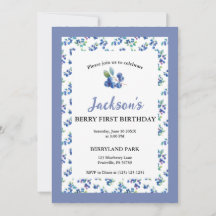 Berry Premier anniversaire Aquarelle Bleu Invitati