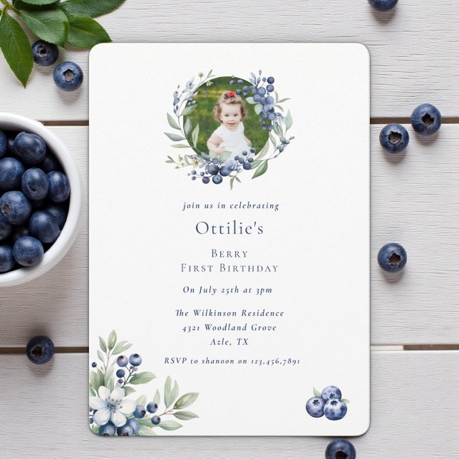 Invitation Berry Premier anniversaire blueberry fête photo (Créateur téléchargé)