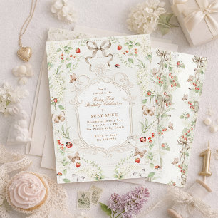 Invitation Berry Premier Anniversaire Floral Vintage
