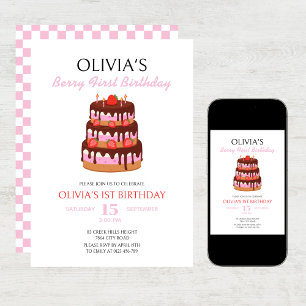 Invitation Berry Premier anniversaire Gâteau fraise Anniversa