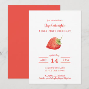 Invitation Berry Premier anniversaire Simple Strawberry Invit