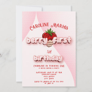 Invitation Berry Premier Fraise Rouge Et Rose Fraise Annivers