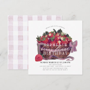 Invitation Berry Premier panier fraise Fille 1er anniversaire