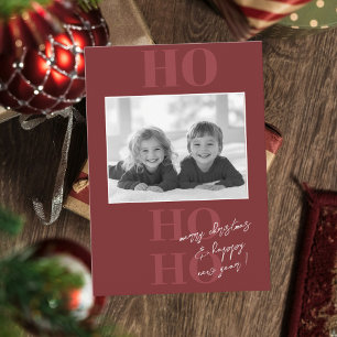 Invitation Berry Red Ho Ho Ho et Noël photo