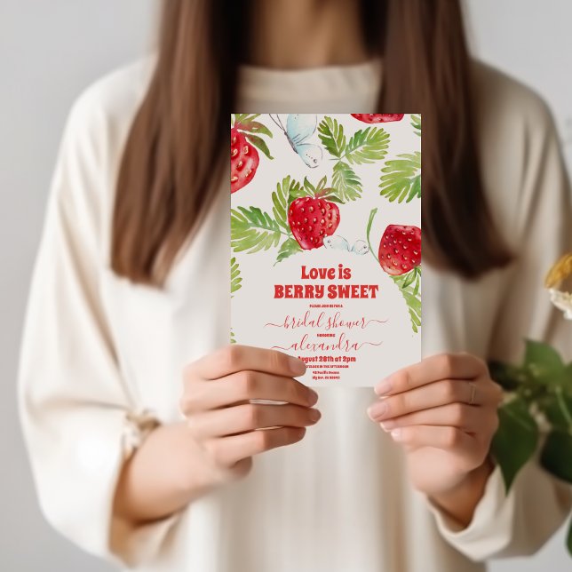 Invitation Berry Red Strawberry Fête des mariées (Créateur téléchargé)