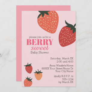 Invitation Berry rose fraise Baby shower doux