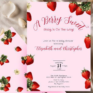 Invitation Berry rose Sweet Red Strawberry Girl Baby shower
