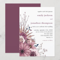 Berry Rouge Aquarelle rose Florales Mariage de feu