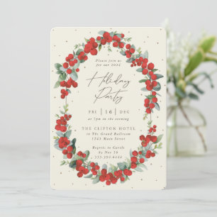 Invitation Berry rouge élégant + Fête Eucalyptus