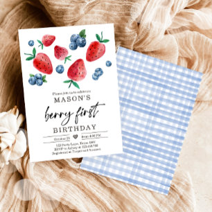 Invitation Berry Sweet 1er Anniversaire fraise Blueberry Invi