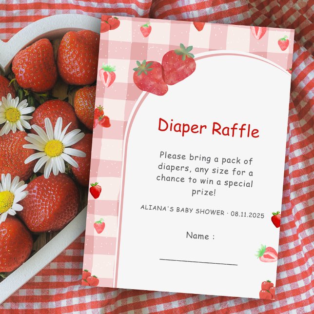 Invitation Berry Sweet À damiers Coquette Diaper Raffle (Créateur téléchargé)