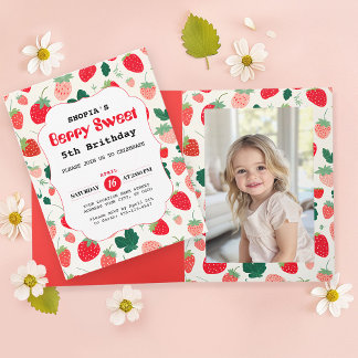 Invitation Berry Sweet Anniversaire plié