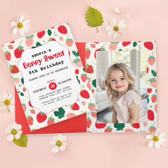 Invitation Berry Sweet Anniversaire plié (Créateur téléchargé)