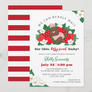 Invitation Berry Sweet Baby Pink Fraise Baby shower