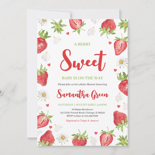 Invitation Berry Sweet Baby shower (Devant)