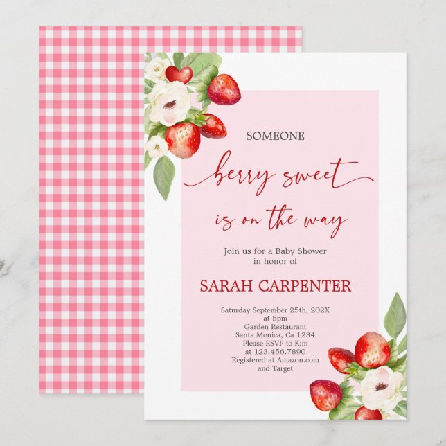 Invitation Berry Sweet Baby shower (Devant / Derrière)