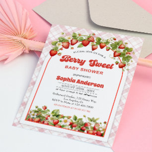 Invitation Berry Sweet Baby shower avec thème fraise