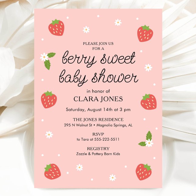 Invitation Berry Sweet Baby shower fraise (Créateur téléchargé)