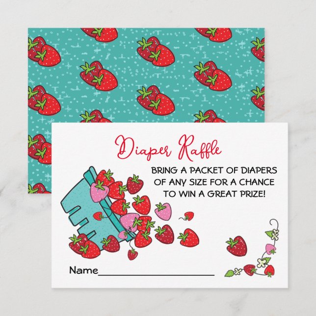Invitation Berry Sweet Baby shower fraise Raffin de couche de (Devant / Derrière)