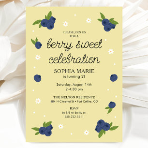 Invitation Berry Sweet Blueberry Anniversaire Jaune