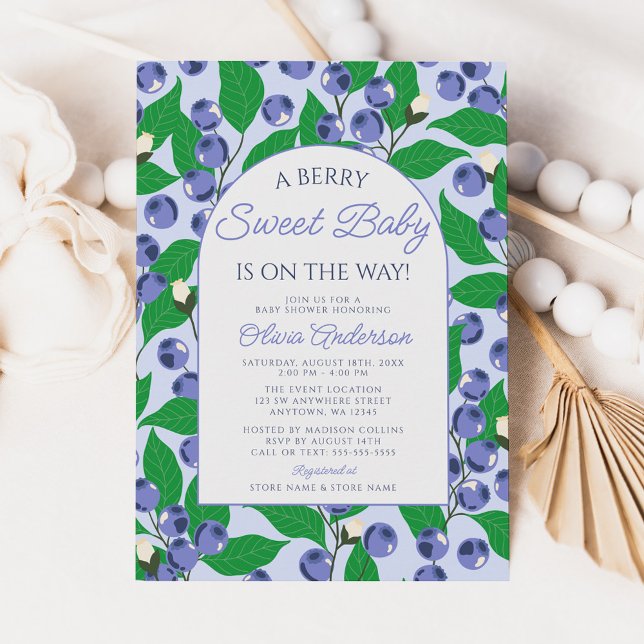 Invitation Berry Sweet Blueberry Arch Baby shower (Créateur téléchargé)