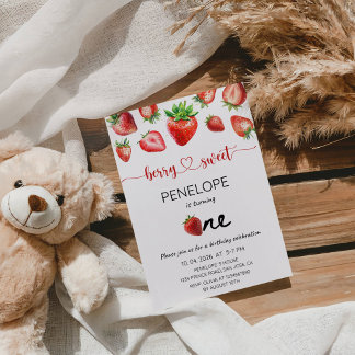 Invitation Berry Sweet Girl 1st Birthday Party