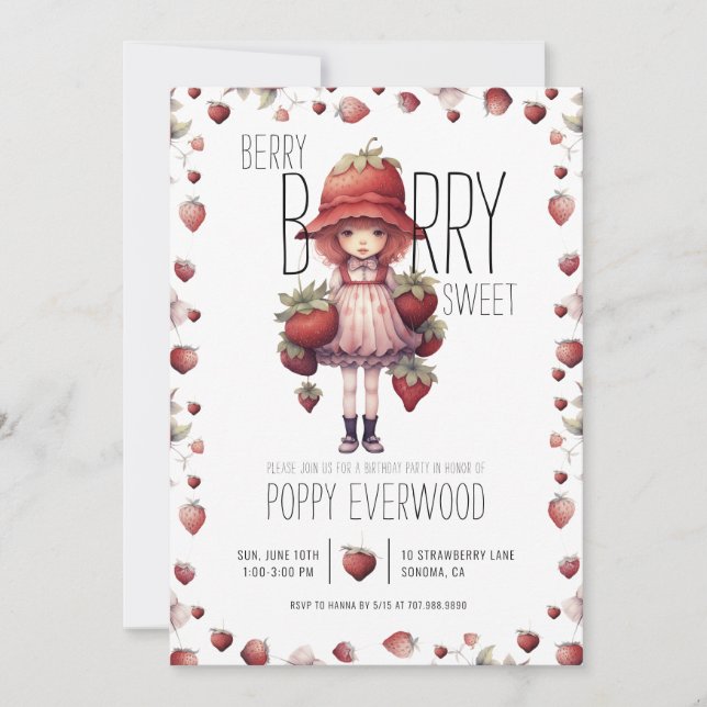 Invitation Berry Sweet Girl's Birthday Party (Devant)