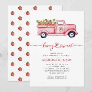 Invitation Berry Sweet Strawberry Baby shower Camion Rouge