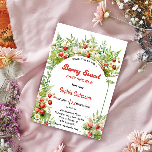 Invitation Berry Sweet Strawberry   Baby Shower Floral Fémini