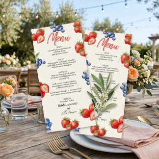 Invitation Berry Sweet Strawberry Bridal Shower Menu