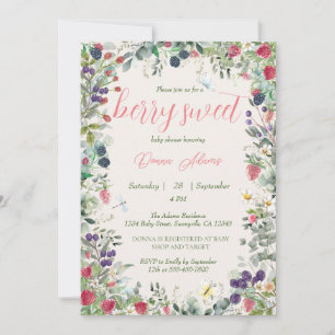 Invitation Berry Watercolor Boho Baby shower neutre genre