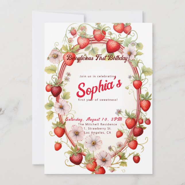 Invitation Berrylicieux premier anniversaire ! 1er anniversai (Devant)