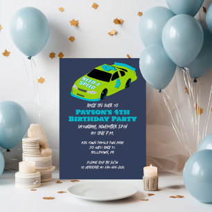 Invitation Besoin de 4 Speed Race Car Boys 4th Birthday Party