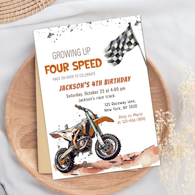 Invitation Besoin de quatre Speed Dirt Vélo Boy 4e fête d'ann (Créateur téléchargé)