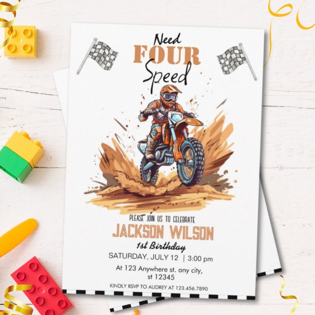 Invitation Besoin de quatre vitesses Aventure Vélo Dirt Anniv (Créateur téléchargé)