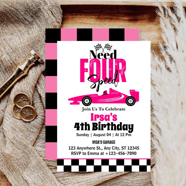Invitation Besoin de quatre vitesses de course voiture fille  (Créateur téléchargé)