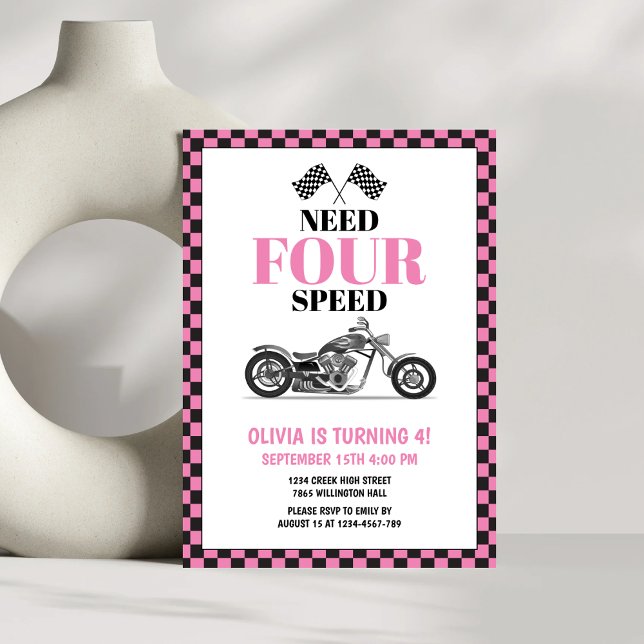 Invitation Besoin de Vélo Lourd Rose à quatre vitesses quatri (Créateur téléchargé)