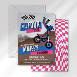 Invitation Besoin d'un Quad Moto Cross Anniversaire à Quatre